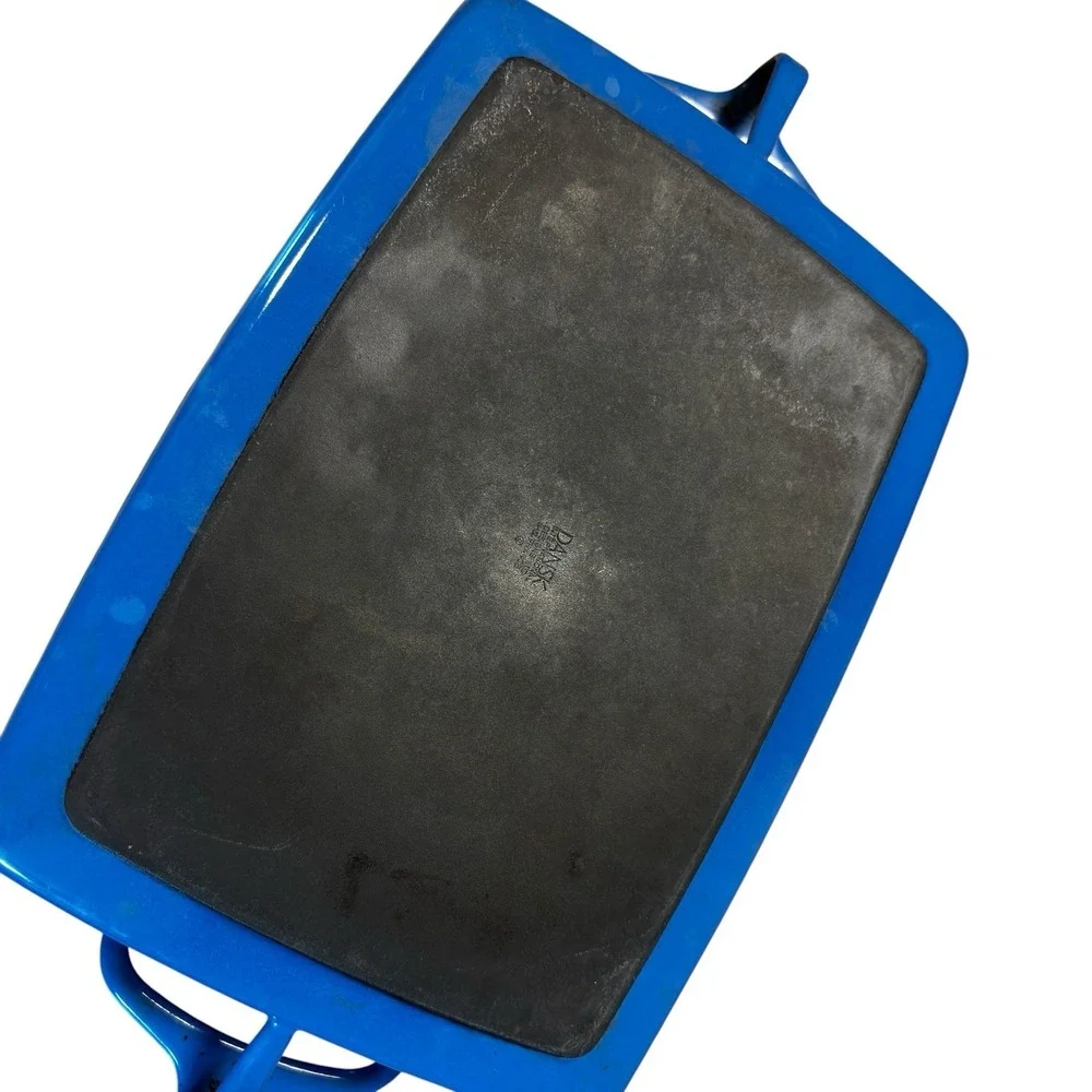 Vintage Dansk Blue Enamel Cast Iron Medium Baking Lasagna Pan 11x8